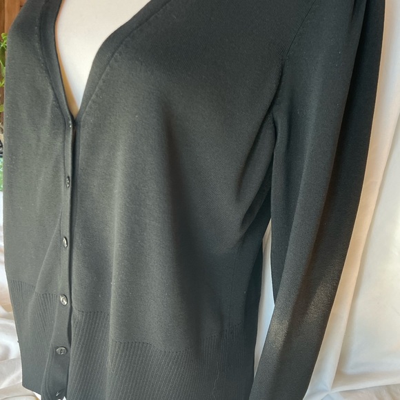 Loft Soft Blend V-Neck Cardigan Button Up Black Size XL - Picture 2 of 9